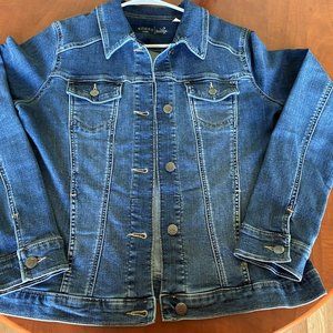 Riders by Lee Indigo Women's Denim Jacket Excellent Large L Weathered Blue
